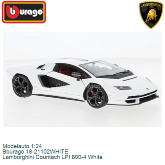 Modelauto 1:24 | Bburago 18-21102WHITE | Lamborghini Countach LPI 800-4 White