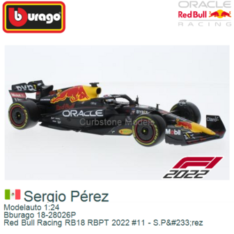 Modelauto 1:24 | Bburago 18-28026P | Red Bull Racing RB18 RBPT 2022 #11 - S.P&amp;#233;rez