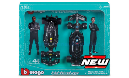 Modelauto 1:24 | Bburago 18-28062 | Mercedes AMG Petronas Formula One Team W14 E-Performance 2023 #44 #63 - L.Hamilton - G.Russ