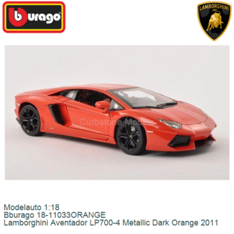 Modelauto 1:18 | Bburago 18-11033ORANGE | Lamborghini Aventador LP700-4 Metallic Dark Orange 2011