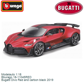 Modelauto 1:18 | Bburago 18-11045RED | Bugatti Divo Red and carbon black 2019