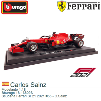 Modelauto 1:18 | Bburago 18-16809S | Scuderia Ferrari SF21 2021 #55 - C.Sainz