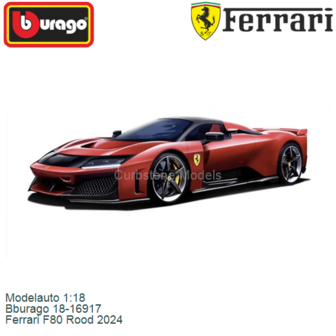 Modelauto 1:18 | Bburago 18-16917 | Ferrari F80 Rood 2024