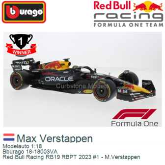 Modelauto 1:18 | Bburago 18-18003VA | Red Bull Racing RB19 RBPT 2023 #1 - M.Verstappen