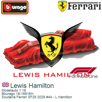 Modelauto 1:18 | Bburago 18-16816H | Scuderia Ferrari SF25 2025 #44 - L.Hamilton