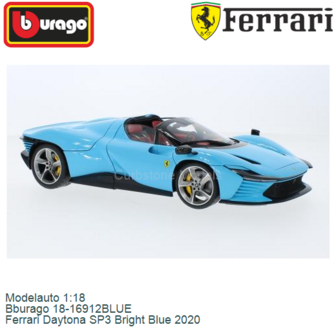 Modelauto 1:18 | Bburago 18-16912BLUE | Ferrari Daytona SP3 Bright Blue 2020