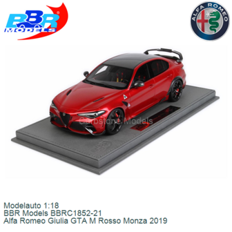 Modelauto 1:18 | BBR Models BBRC1852-21 | Alfa Romeo Giulia GTA M Rosso Monza 2019