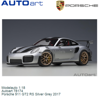 Modelauto 1:18 | Autoart 78174 | Porsche 911 GT2 RS Silver Grey 2017