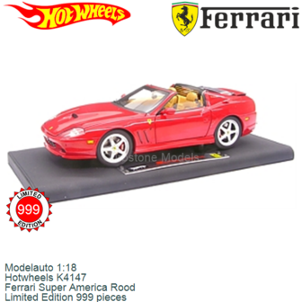 Modelauto 1:18 | Hotwheels K4147 | Ferrari Super America Rood