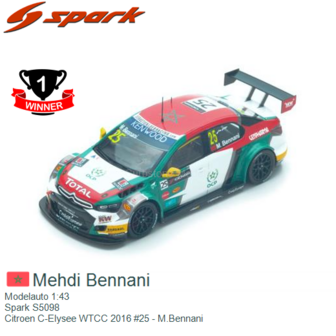 Modelauto 1:43 | Spark S5098 | Citroen C-Elysee WTCC 2016 #25 - M.Bennani