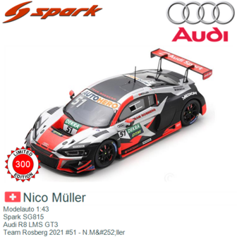 Modelauto 1:43 | Spark SG815 | Audi R8 LMS GT3 | Team Rosberg 2021 #51 - N.M&amp;#252;ller