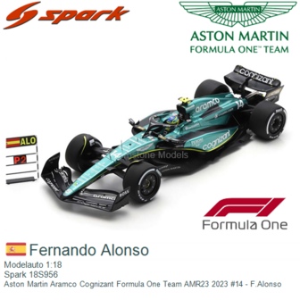 Modelauto 1:18 | Spark 18S956 | Aston Martin Aramco Cognizant Formula One Team AMR23 2023 #14 - F.Alonso