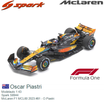 Modelauto 1:43 | Spark S8944 | McLaren F1 MCL60 2023 #81 - O.Piastri