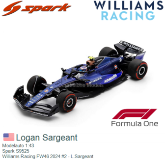 Modelauto 1:43 | Spark S9525 | Williams Racing FW46 2024 #2 - L.Sargeant