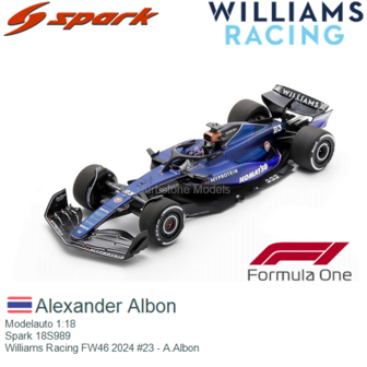 Modelauto 1:18 | Spark 18S989 | Williams Racing FW46 2024 #23 - A.Albon