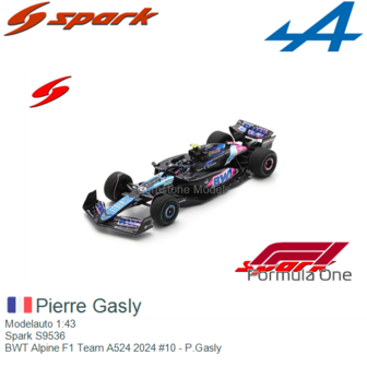 Modelauto 1:43 | Spark S9536 | BWT Alpine F1 Team A524 2024 #10 - P.Gasly