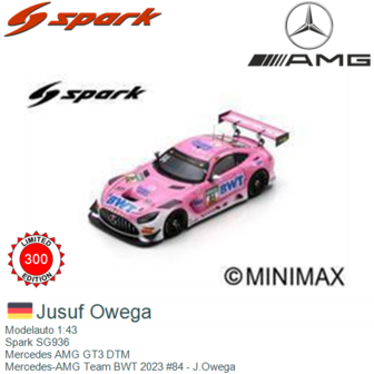 Modelauto 1:43 | Spark SG936 | Mercedes AMG GT3 DTM | Mercedes-AMG Team BWT 2023 #84 - J.Owega 