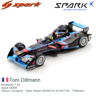 Modelauto 1:43 | Spark S5906 | Venturi Formula-E  Team Venturi VM200-FE-02 2017 #4 - T.Dillmann