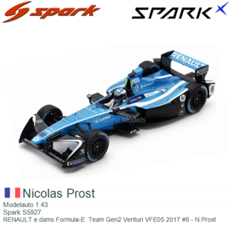 Modelauto 1:43 | Spark S5927 | RENAULT e.dams Formula-E  Team Gen2 Venturi VFE05 2017 #8 - N.Prost