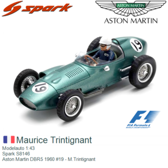 Modelauto 1:43 | Spark S8146 | Aston Martin DBR5 1960 #19 - M.Trintignant