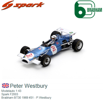 Modelauto 1:43 | Spark F2003 | Brabham BT30 1969 #31 - P.Westbury