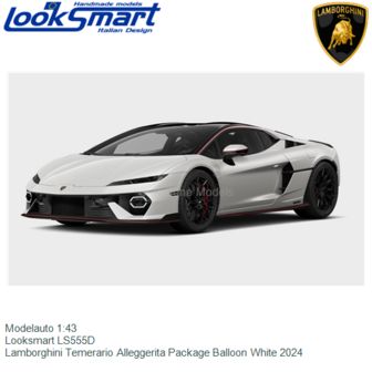 Modelauto 1:43 | Looksmart LS555D | Lamborghini Temerario Alleggerita Package Balloon White 2024