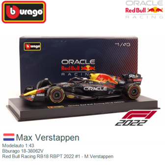 Modelauto 1:43 | Bburago 18-38062V | Red Bull Racing RB18 RBPT 2022 #1 - M.Verstappen