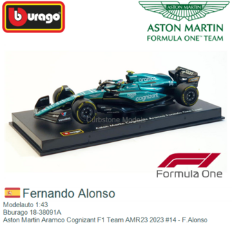 Modelauto 1:43 | Bburago 18-38091A | Aston Martin Aramco Cognizant F1 Team AMR23 2023 #14 - F.Alonso