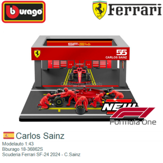 Modelauto 1:43 | Bburago 18-36862S | Scuderia Ferrari SF-24 2024 - C.Sainz