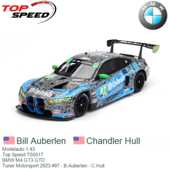 Modelauto 1:43 | Top Speed TS0517 | BMW M4 GT3 GTD | Tuner Motorsport 2023 #97 - B.Auberlen - C.Hull