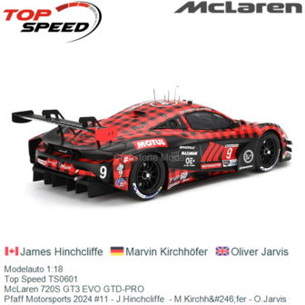 Modelauto 1:18 | Top Speed TS0601 | McLaren 720S GT3 EVO GTD-PRO | Pfaff Motorsports 2024 #11 - J.Hinchcliffe  - M.Kirchh&amp;#