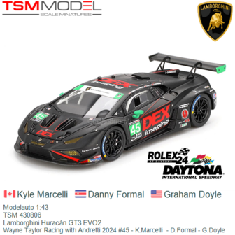 Modelauto 1:43 | TSM 430806 | Lamborghini Hurac&aacute;n GT3 EVO2 | Wayne Taylor Racing with Andretti 2024 #45 - K.Marcelli  - D.