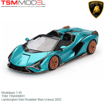 Modelauto 1:43 | TSM TSM430831 | Lamborghini Sian Roadster Blue Uranus 2022