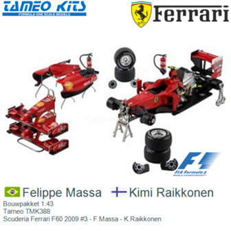 Bouwpakket 1:43 | Tameo TMK388 | Scuderia Ferrari F60 2009 #3 - F.Massa - K.Raikkonen