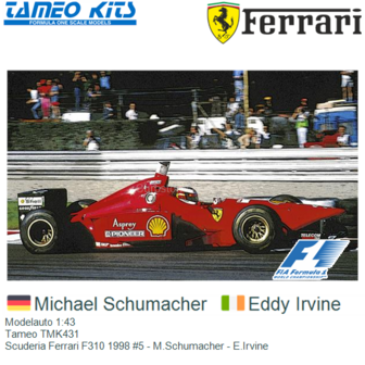 Modelauto 1:43 | Tameo TMK431 | Scuderia Ferrari F310 1998 #5 - M.Schumacher - E.Irvine