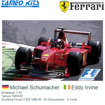 Modelauto 1:43 | Tameo TMK432 | Scuderia Ferrari F300 1998 #5 - M.Schumacher - E.Irvine