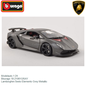 Modelauto 1:24 | Bburago 18-21061GRAY | Lamborghini Sesto Elemento Grey Metallic