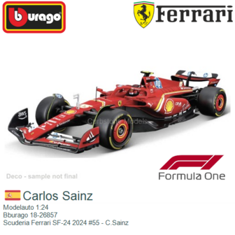 Modelauto 1:24 | Bburago 18-26857 | Scuderia Ferrari SF-24 2024 #55 - C.Sainz