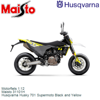 Motorfiets 1:12 | Maisto 31101H | Husqvarna Husky 701 Supermoto Black and Yellow