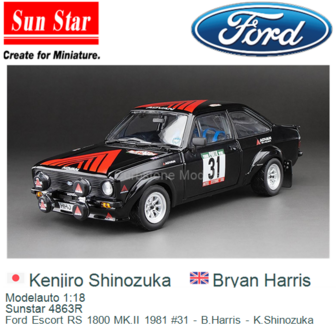 Modelauto 1:18 | Sunstar 4863R | Ford Escort RS 1800 MK.II 1981 #31 - B.Harris - K.Shinozuka