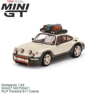 Modelauto 1:64 | MiniGT MGT00421 | RUF Porsche 911 Creme