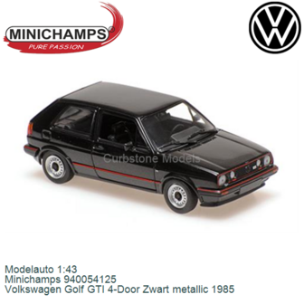 Modelauto 1:43 | Minichamps 940054125 | Volkswagen Golf GTI 4-Door Zwart metallic 1985