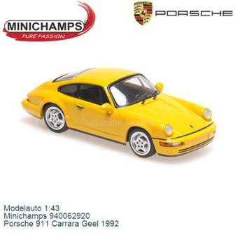 Modelauto 1:43 | Minichamps 940062920 | Porsche 911 Carrara Geel 1992