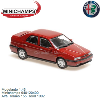 Modelauto 1:43 | Minichamps 940120400 | Alfa Romeo 155 Rood 1992