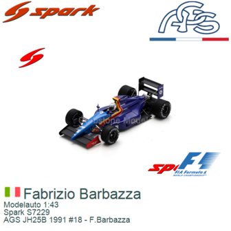 Modelauto 1:43 | Spark S7229 | AGS JH25B 1991 #18 - F.Barbazza