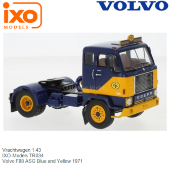 Vrachtwagen 1:43 | IXO-Models TR034 | Volvo F88 ASG Blue and Yellow 1971