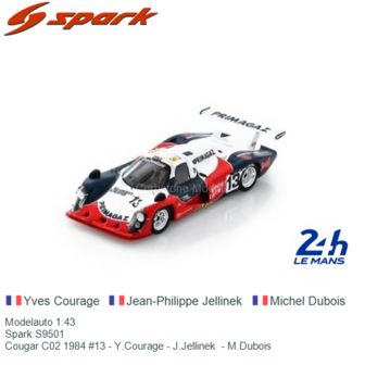 Modelauto 1:43 | Spark S9501 | Cougar C02 1984 #13 - Y.Courage - J.Jellinek  - M.Dubois