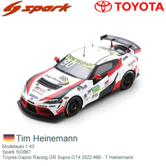 Modelauto 1:43 | Spark SG667 | Toyota Gazoo Racing GR Supra GT4 2022 #90 - T.Heinemann