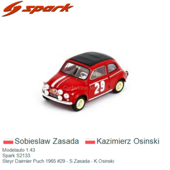 Modelauto 1:43 | Spark S2133 | Steyr Daimler Puch 1965 #29 - S.Zasada - K.Osinski