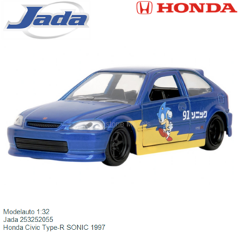 Modelauto 1:32 | Jada 253252055 | Honda Civic Type-R SONIC 1997